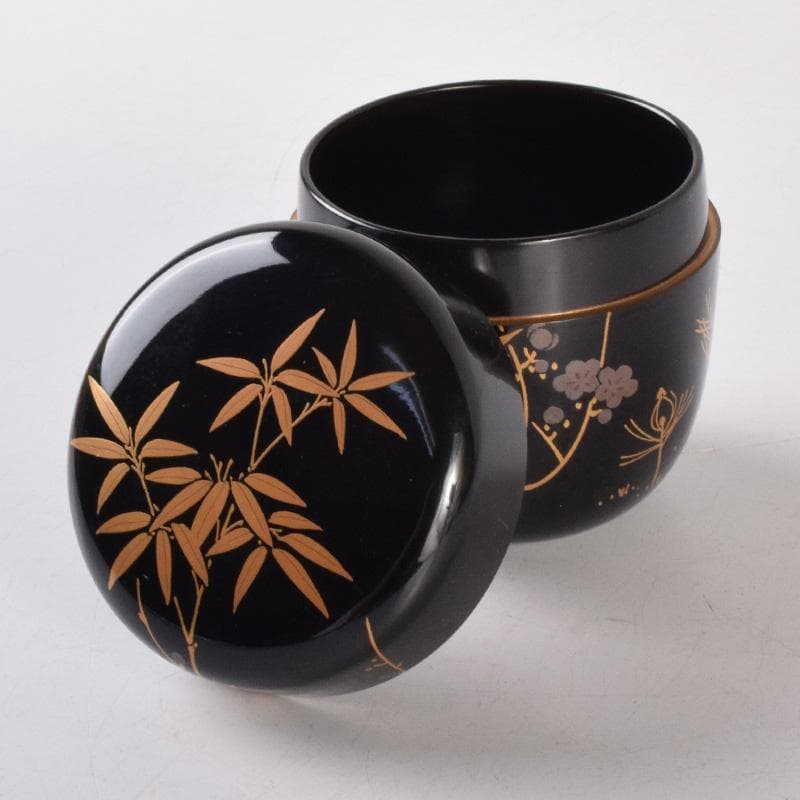 茶道具　加賀蒔絵師　中村湖舟作　松竹梅蒔絵　中棗　共箱　V　7214