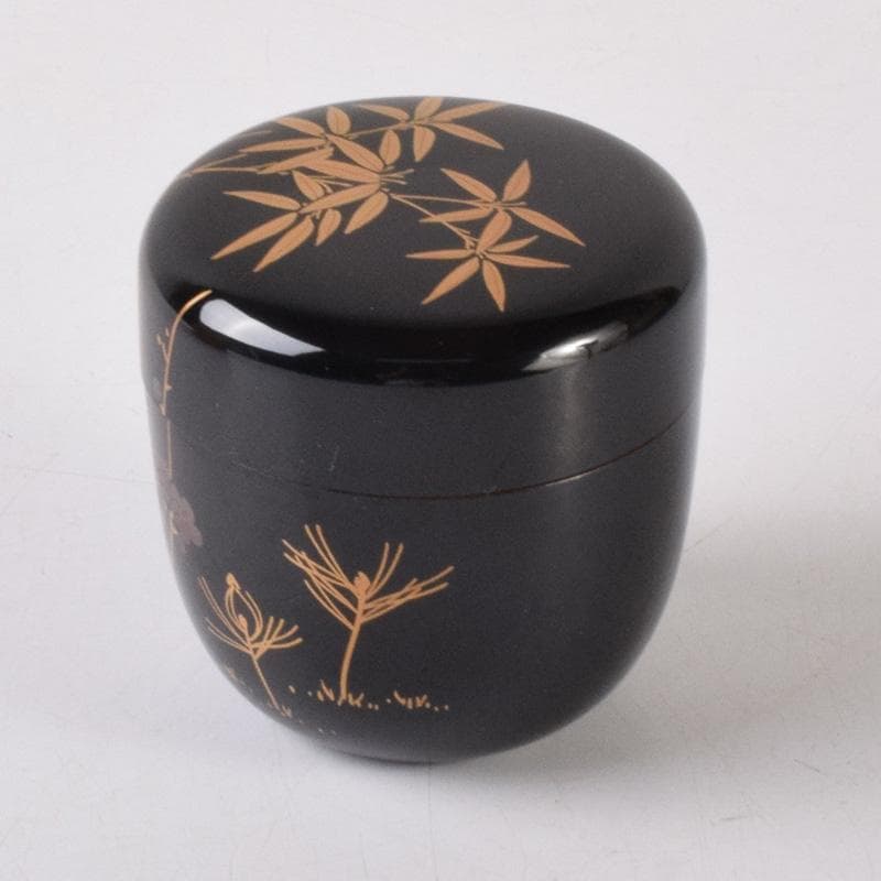 茶道具 加賀蒔絵師 中村湖舟作 松竹梅蒔絵 中棗 共箱 V 7214