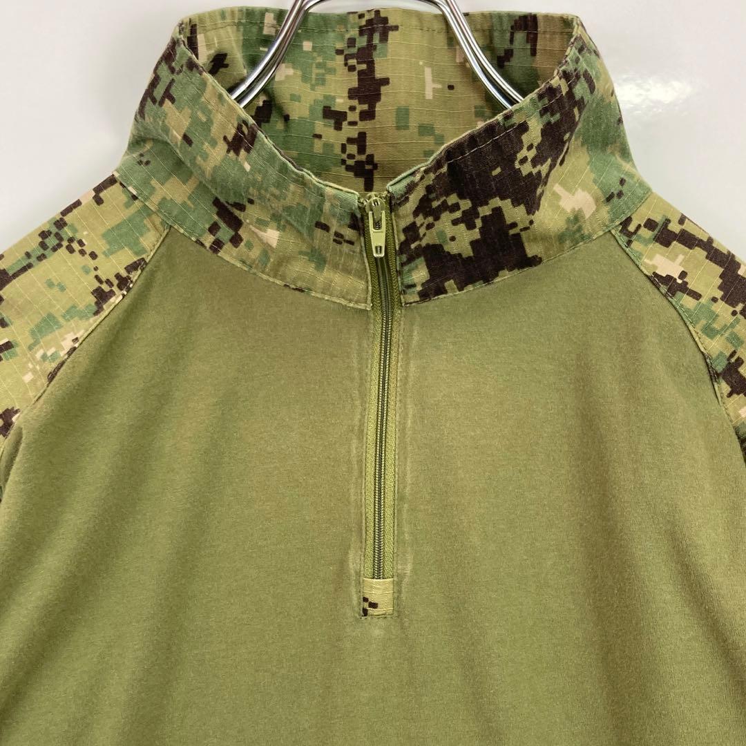 ヴィンテージミリタリー軍物デジカモハーフジップコンバットシャツ迷彩