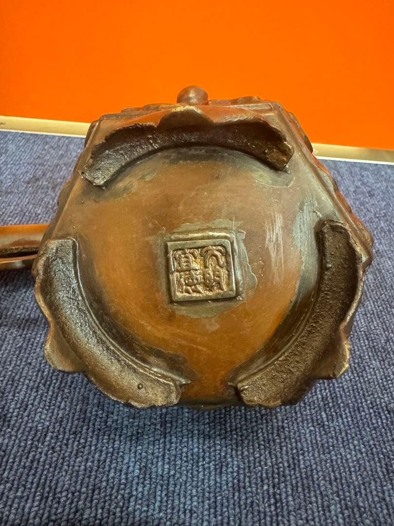 1624 中国美術 唐物 古玩 唐銅 瓢箪から駒図大矢立香炉 大明