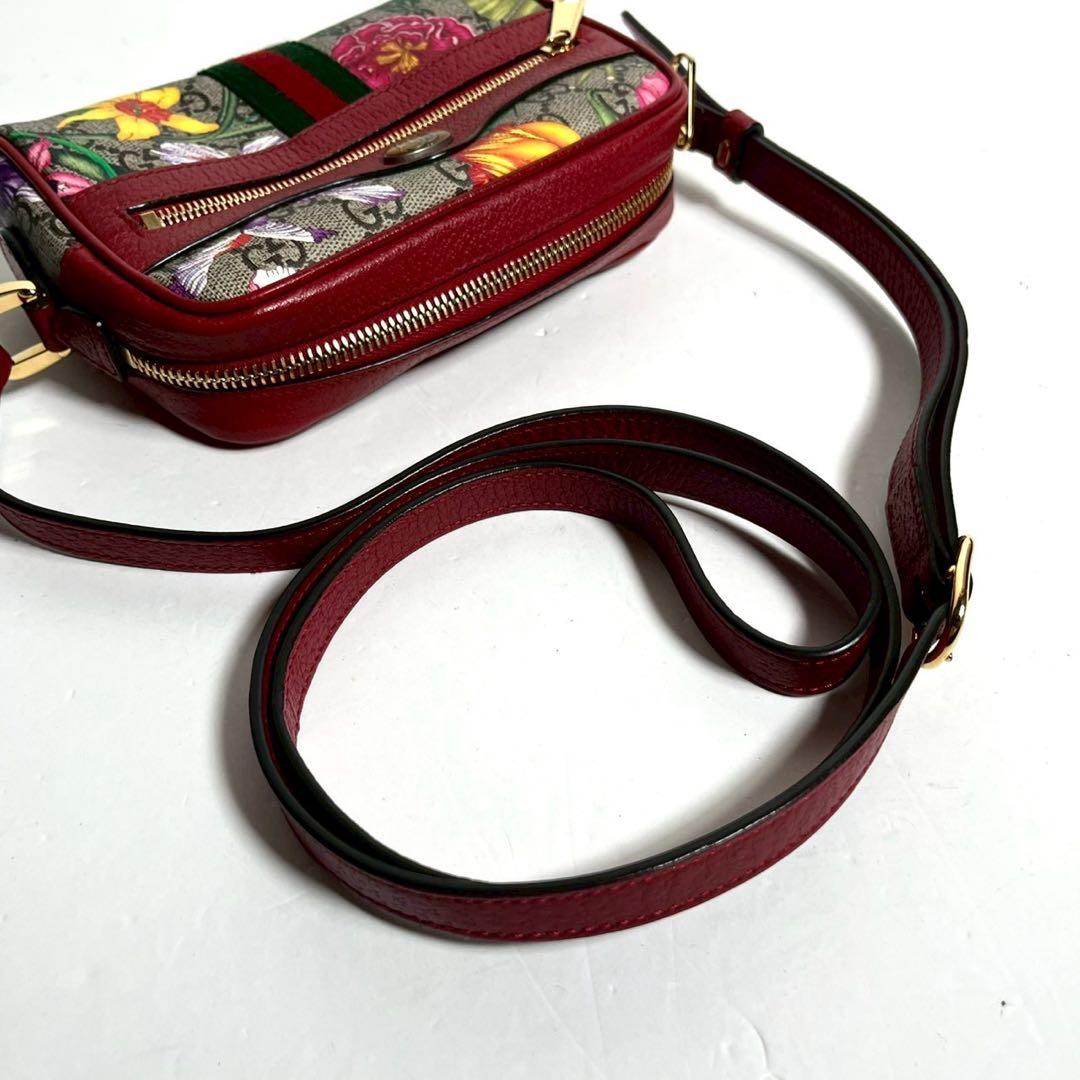 【極上美品・使用感少ない✨】グッチ オフィディア フローラ レッド クロスボディ