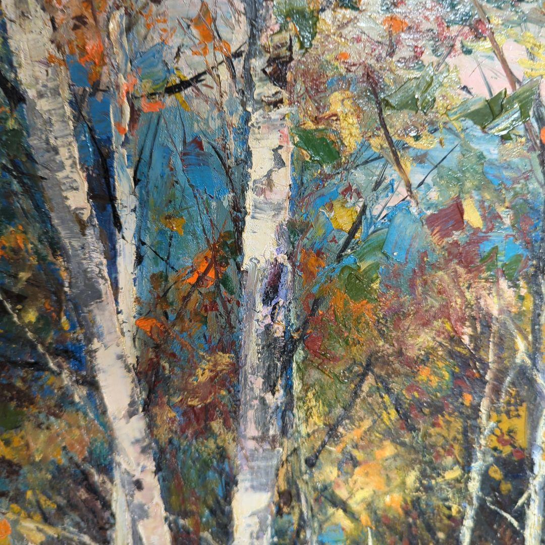 F10号油彩画 「恩原湖畔の白樺」No.48