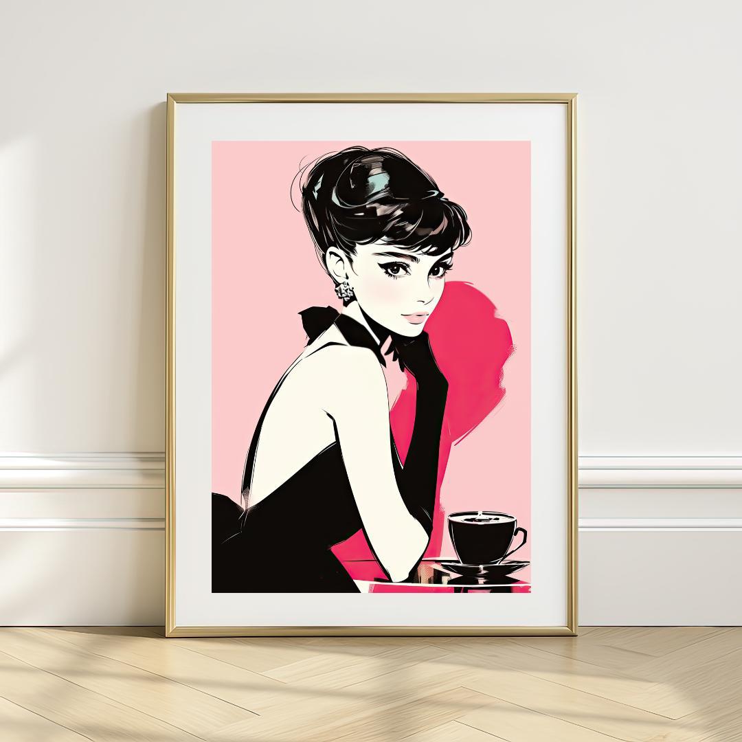 オードリー・ヘップバーン A4 ポスターアート 作品番号#Hepburn_D25