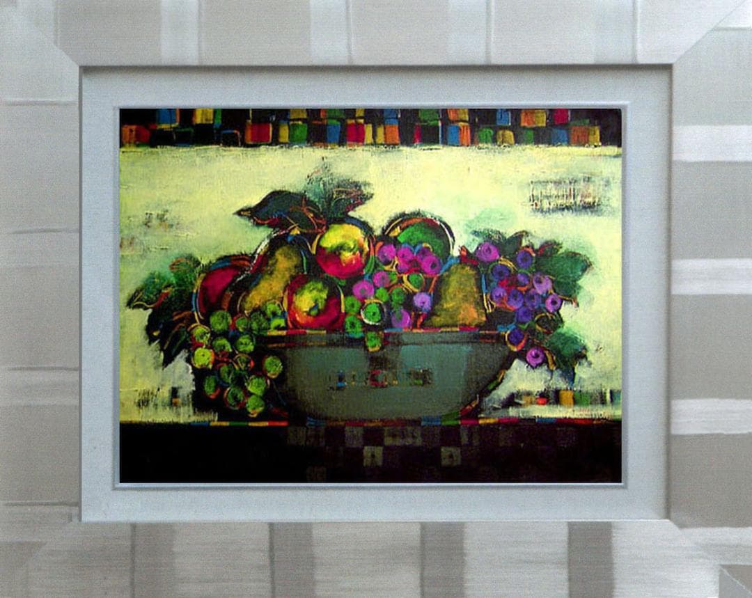 油絵 絵 絵画インテリア 額付(青緑＋金色の枠) uF6-060904 静物 壺