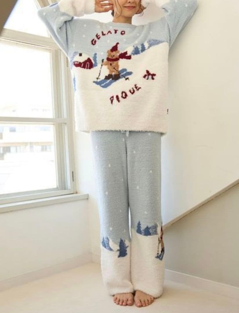 【新品タグ付き】ジェラートピケ スキーベアジャガードプルオーバー+ロングパンツ