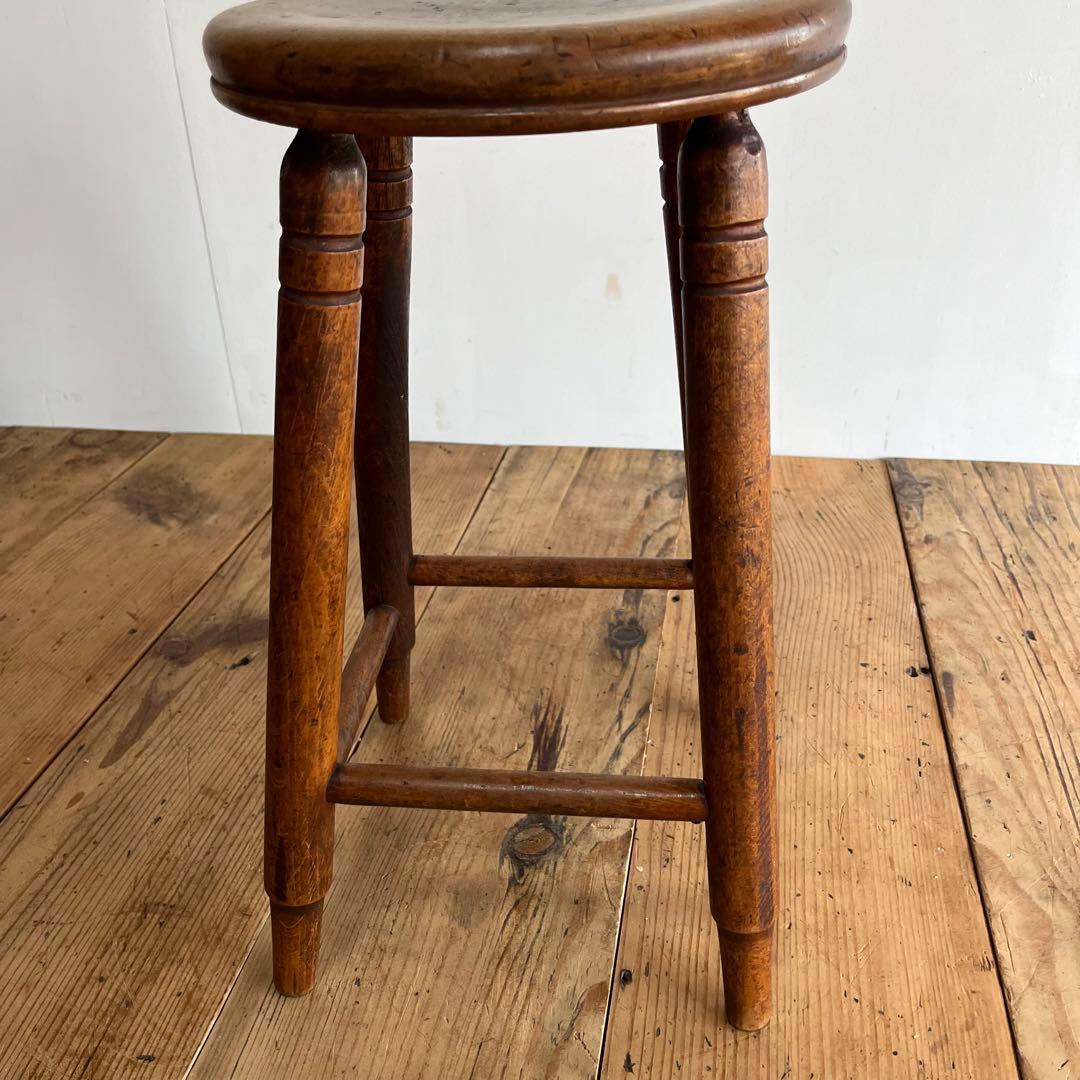 アンティーク スツール 椅子 無垢材 シャビー z858