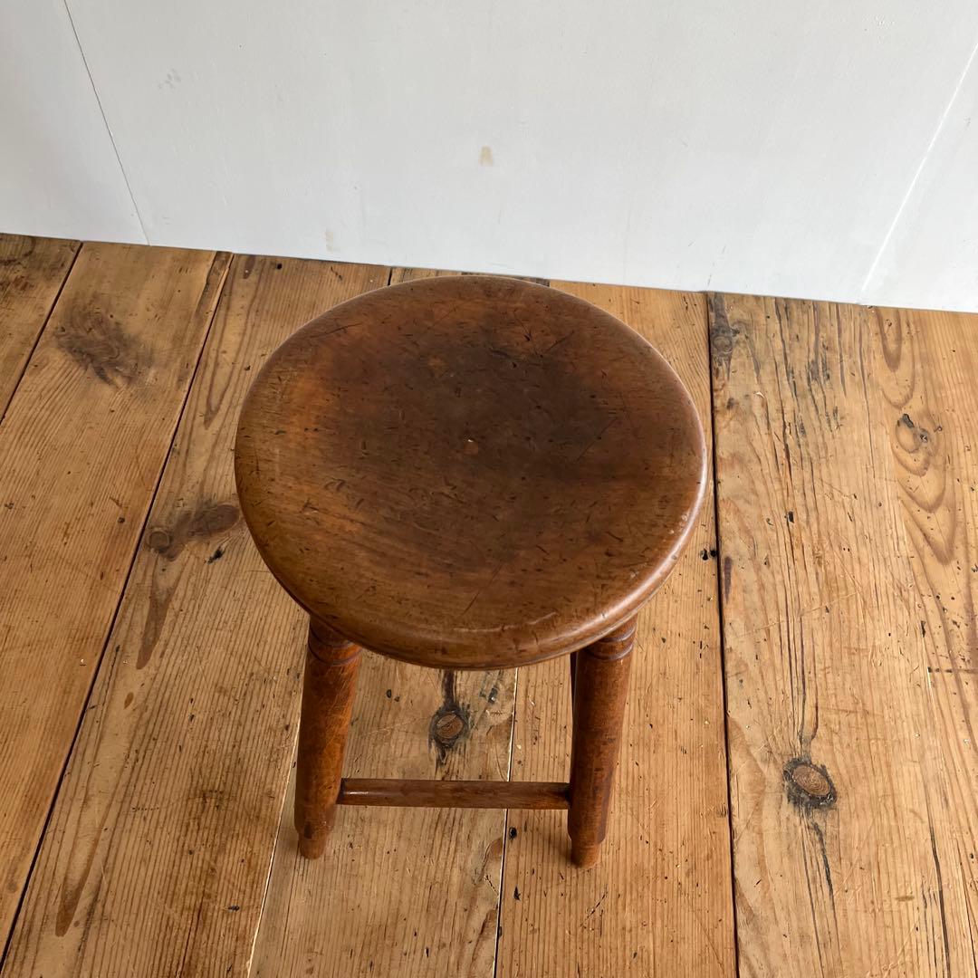 アンティーク スツール 椅子 無垢材 シャビー z858