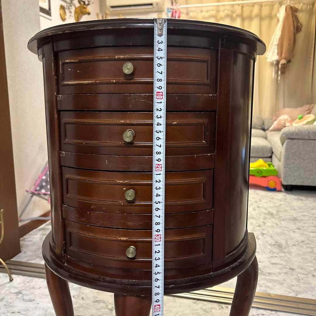 アンティーク ジュエリーチェスト 4段 猫足 3本足 天然木