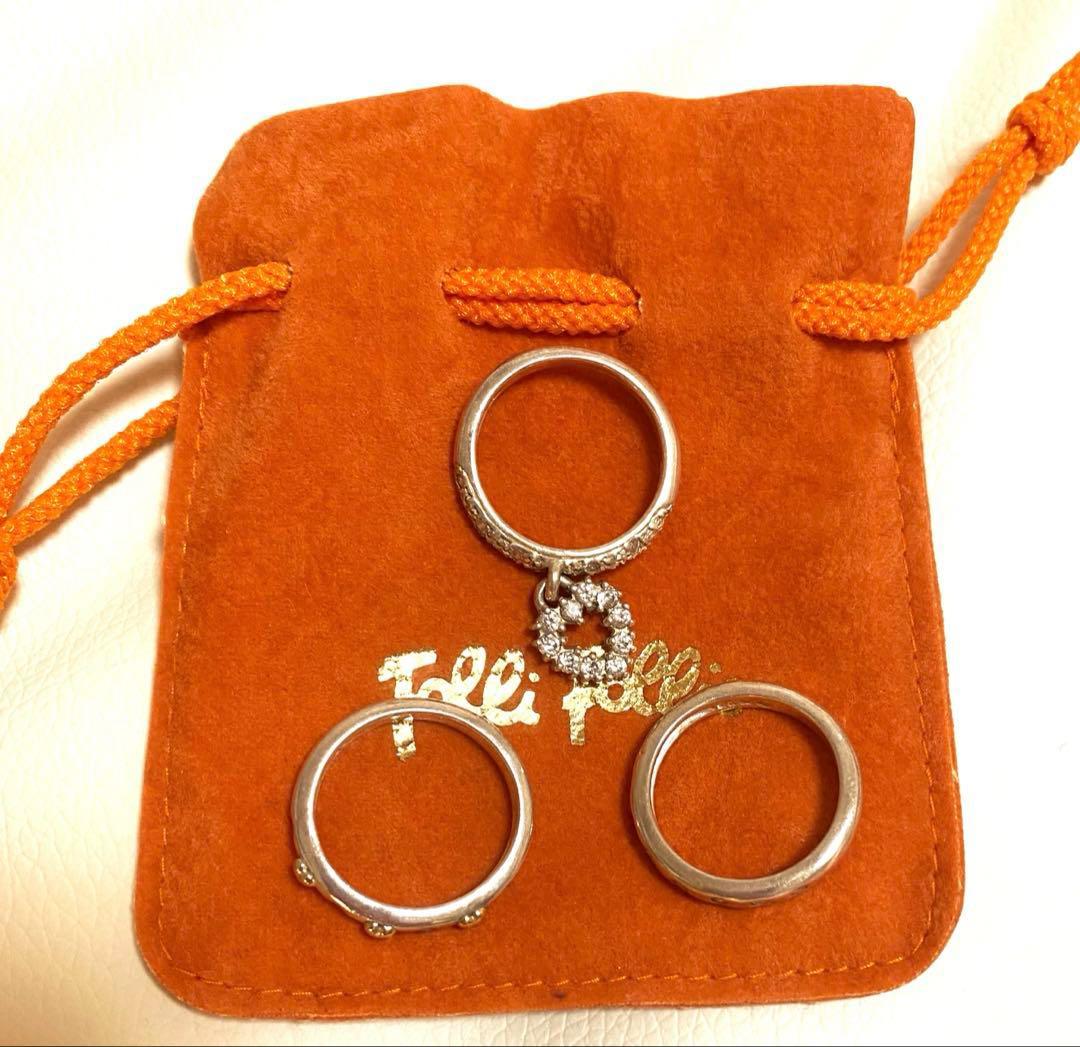 Folli Follieフォリフォリ3連リング シルバー 925 スイングハート