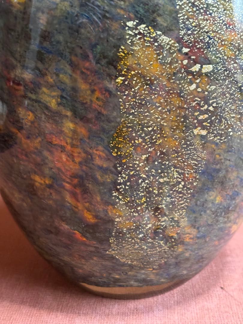 黒木国昭綾工房作琳派金彩色重文花瓶