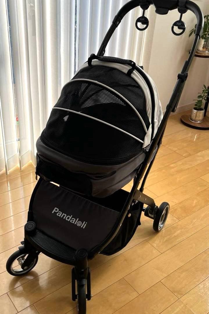 Pandaloli ブラック ペットカート メッシュ窓付き