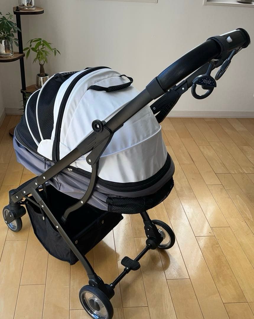 Pandaloli ブラック ペットカート メッシュ窓付き