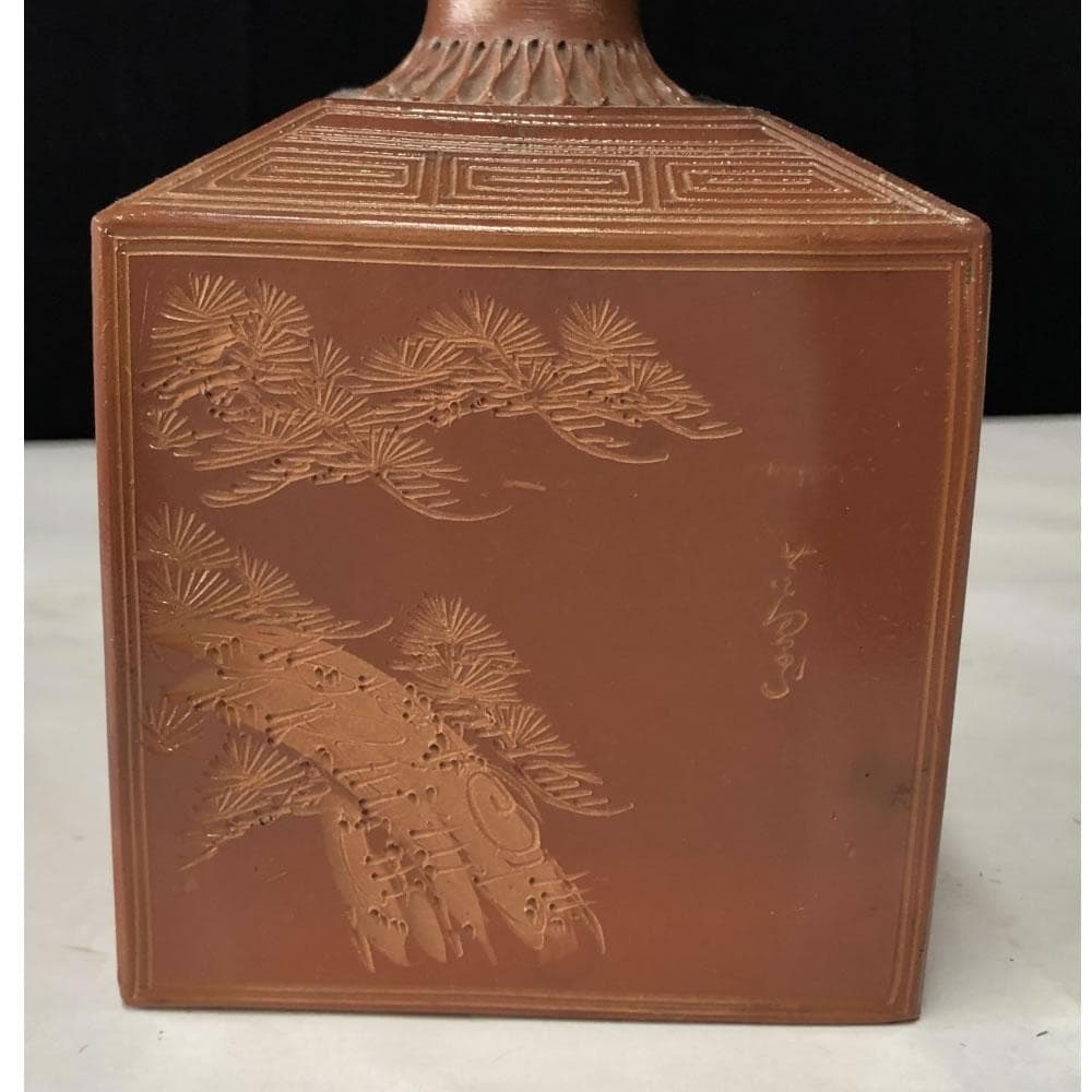 e2842 古備前 升徳利 松 角徳利 在銘 備前焼 酒徳利 (e1716)