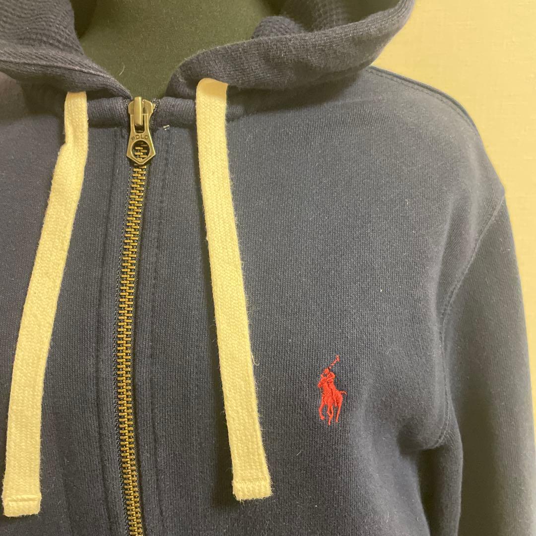 POLO RALPH LAUREN S短丈 赤ポニー 裏ボアジップアップパーカー