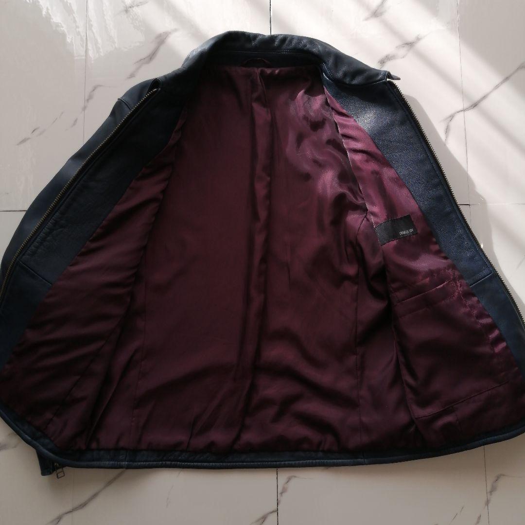 極美品】コムサイズム ラムレザージャケット シングルライダーズ