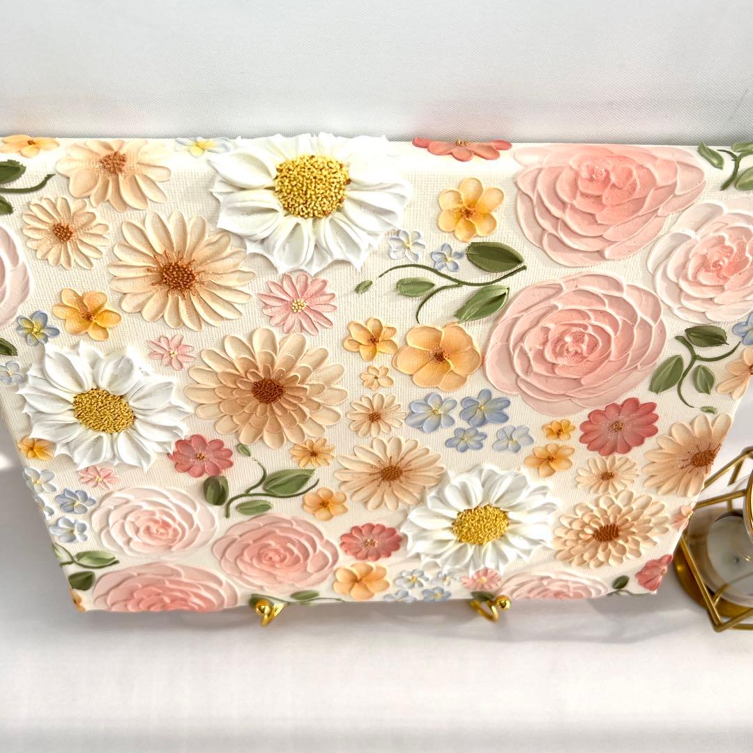 テクスチャーアート　絵画　インテリアアート　花　立体　絵　花の絵　フラワーアート