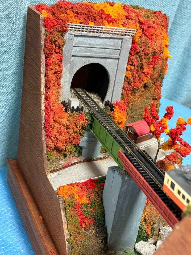 鉄道模型 ジオラマ　紅葉風景　(鉄道模型付き)