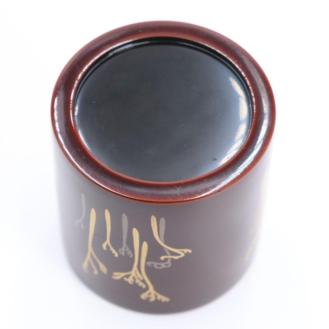 竹内幸斎作 蕨蒔絵 金輪寺 茶器 溜塗 共箱 茶道具　C42