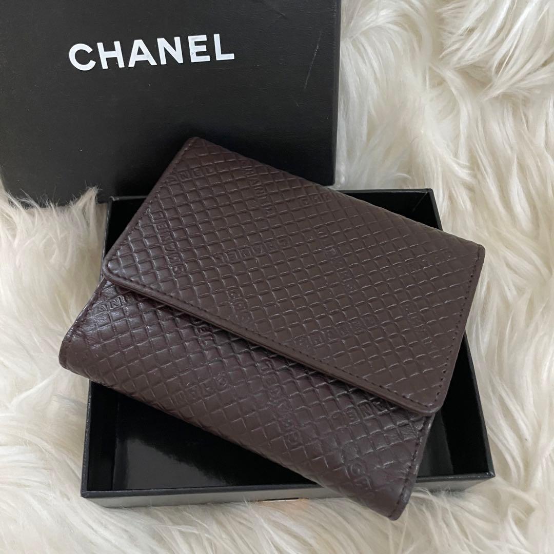CHANEL シャネル マイクロチョコバー 二つ折り 財布 茶 ピンク 正規品