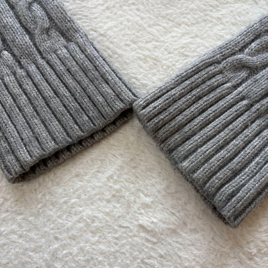 バーバリーブラックレーベル　ケーブルニット パーカー　ファー　グレー　M