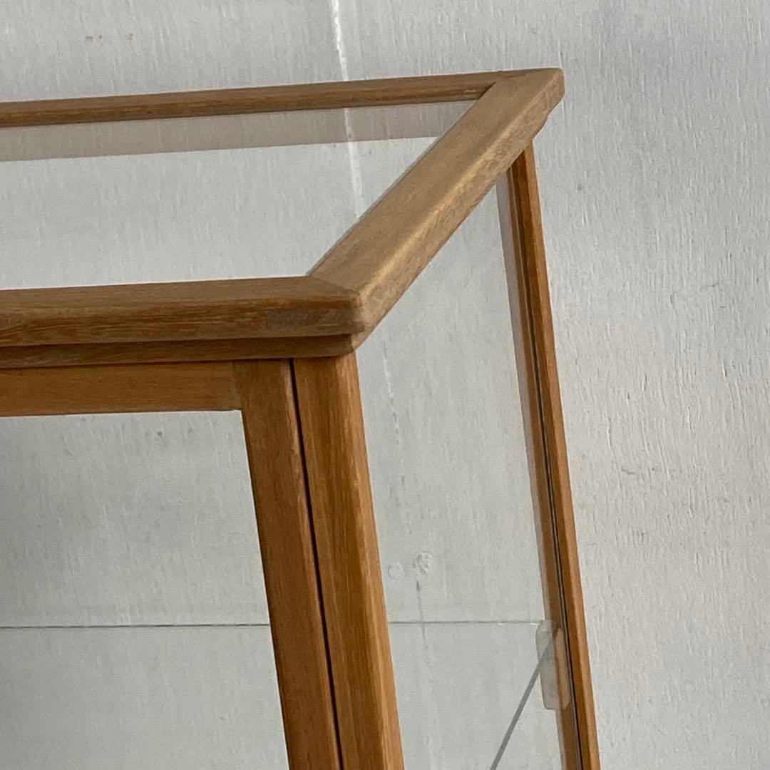 古い木製 ガラスケース 2段 卓上 ショーケース 展示ケース 小物入れ