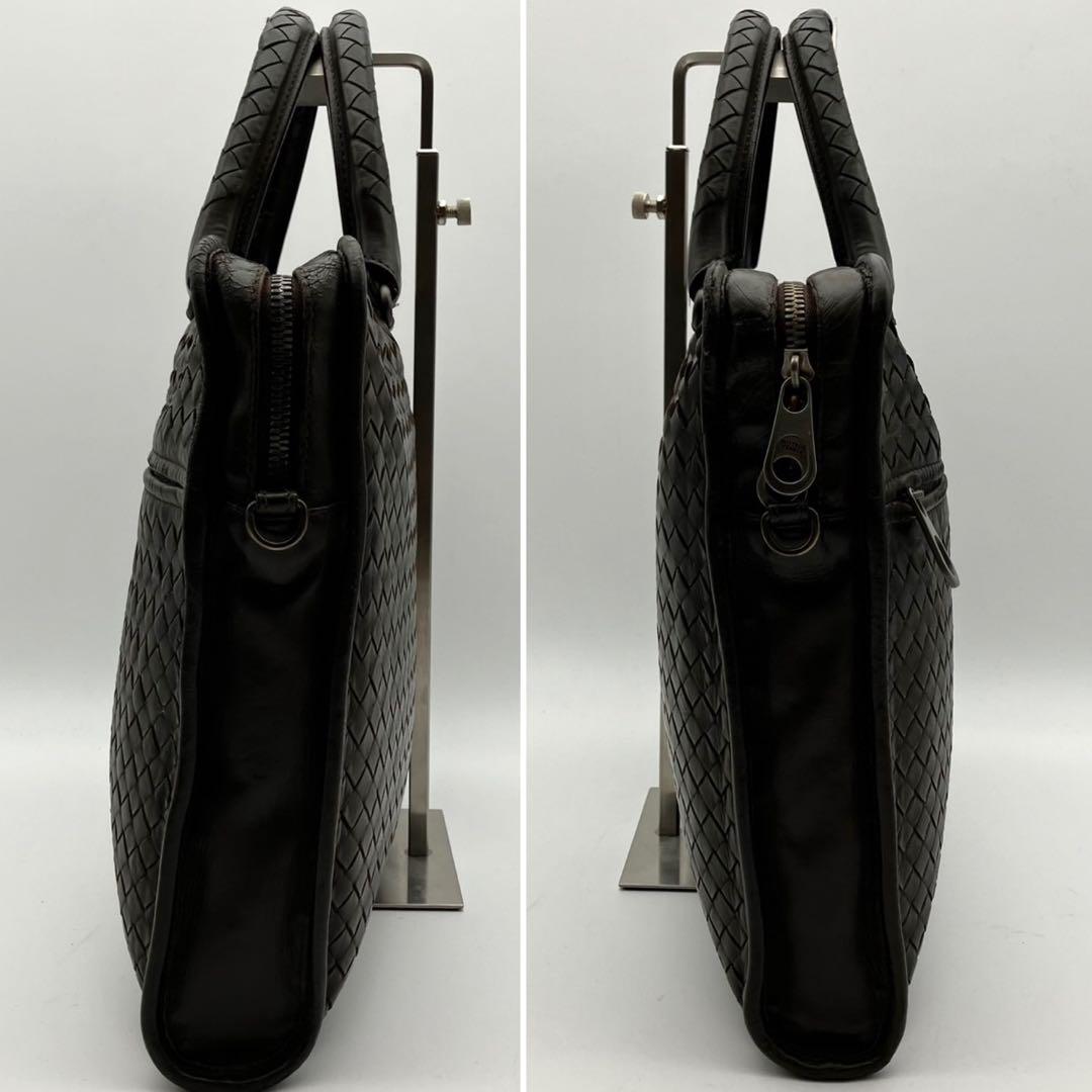 ボッテガヴェネタ　ブリーフケース　イントレチャート　2way ショルダー付き　茶