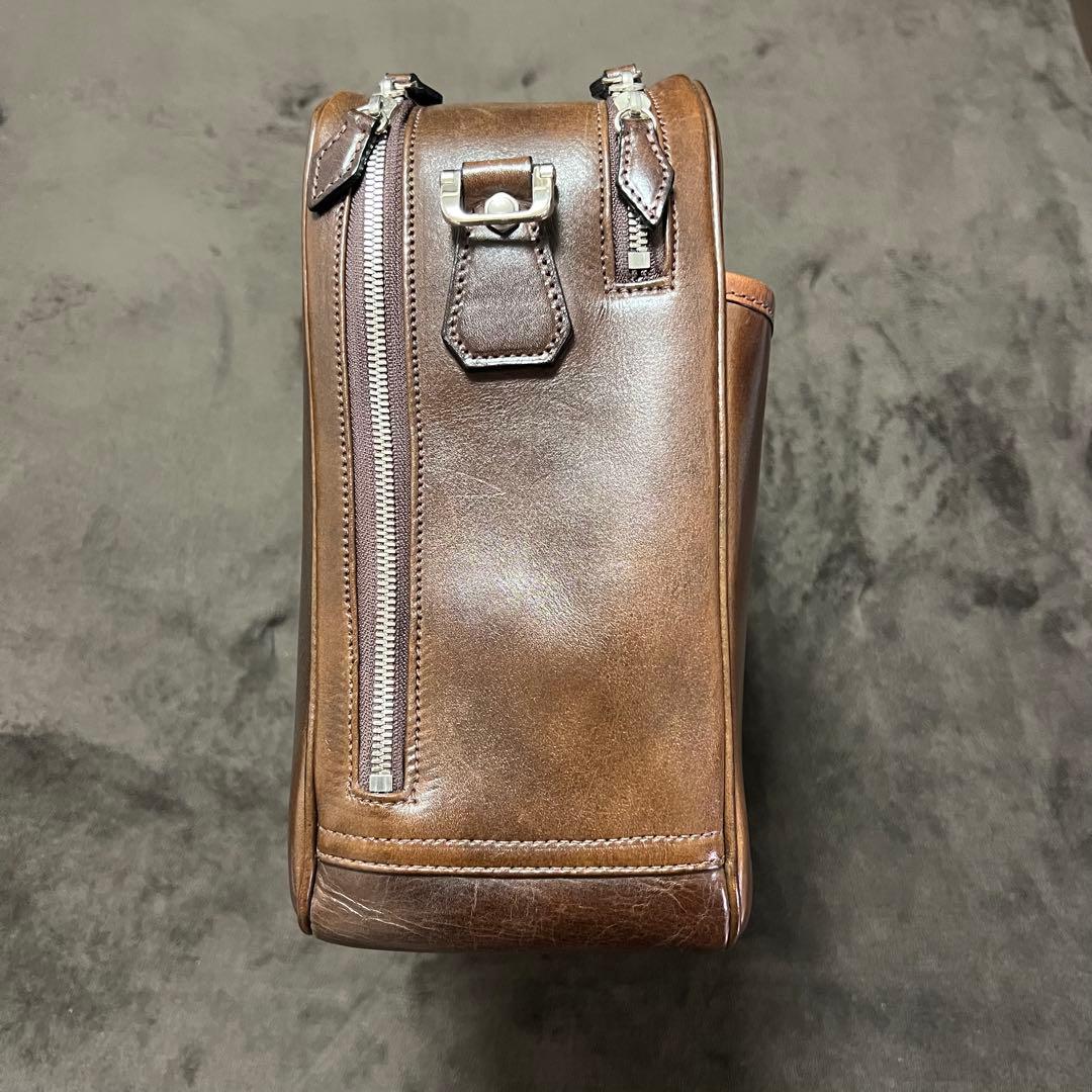 万双　双鞣和地　ダブルブリーフケース　ダークブラウン