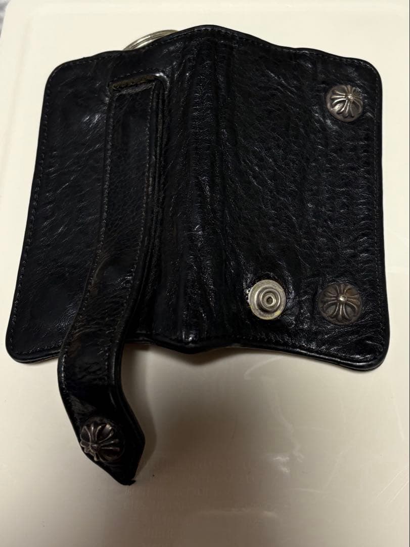 CHROME HEARTS フローラルボタン3ボタン レザーキーケース メンズ