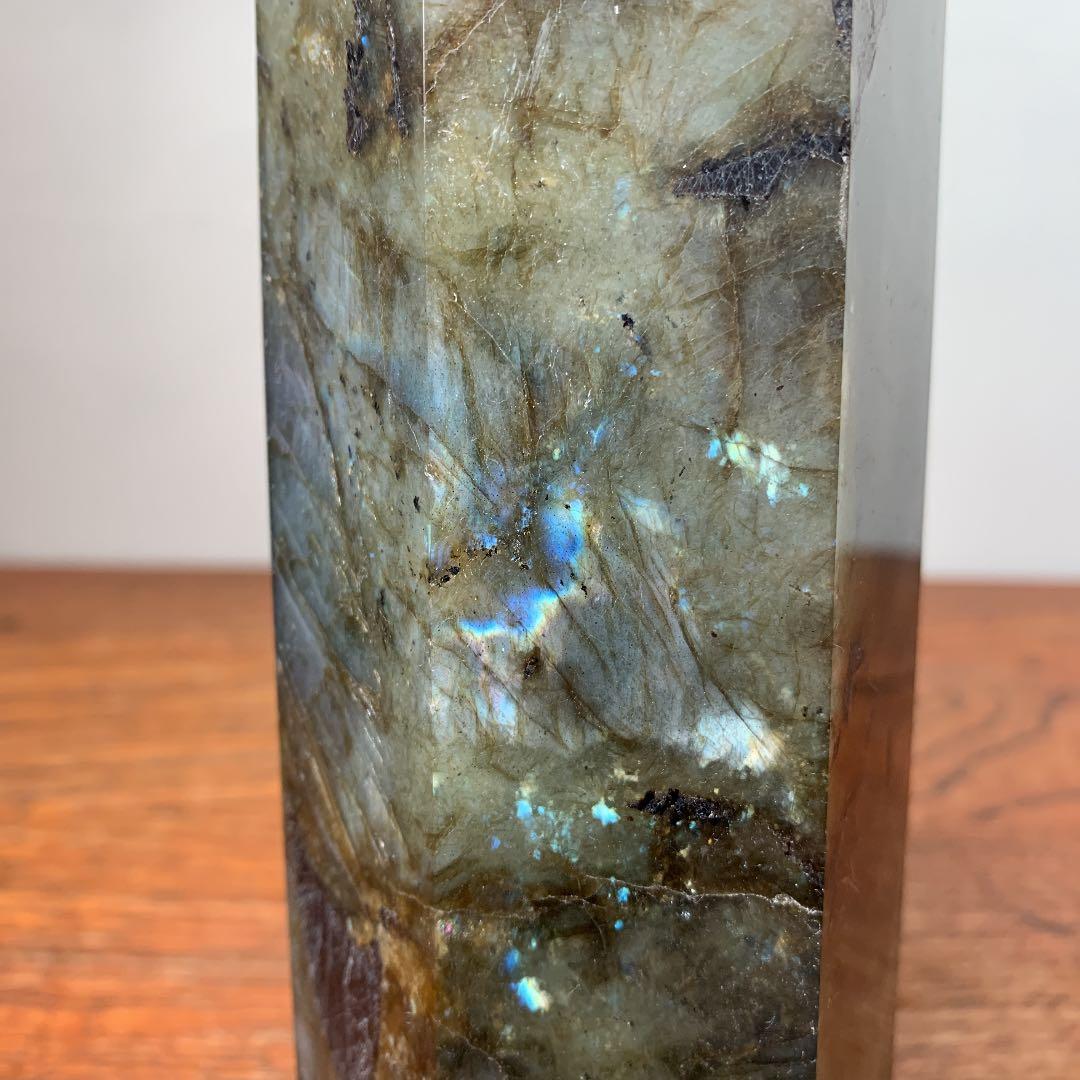 天然石 ラブラドライト ガーデンクォーツ モスグリーン 六角柱 結晶 特大