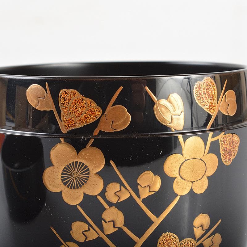 茶道具　山中塗　呉藤穣太郎作　四君子蒔絵　大棗　共箱　V　R5448