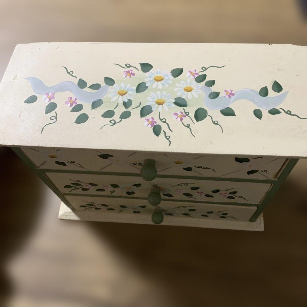 アンティークレトロ☆マーガレット☆ペイントデザイン☆ミニチェスト