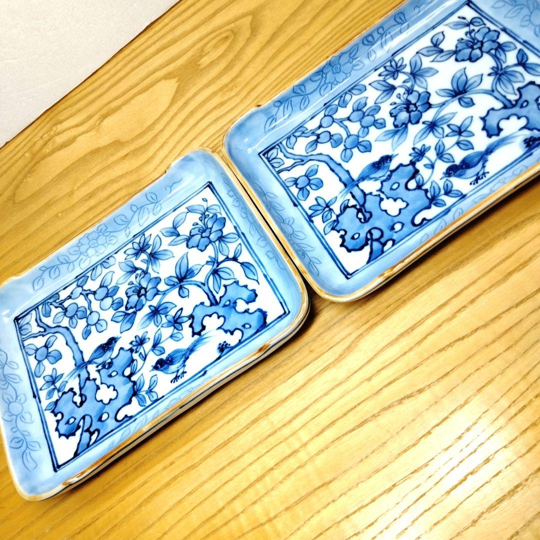 ☆ 加藤利昌 清水焼 染付角皿