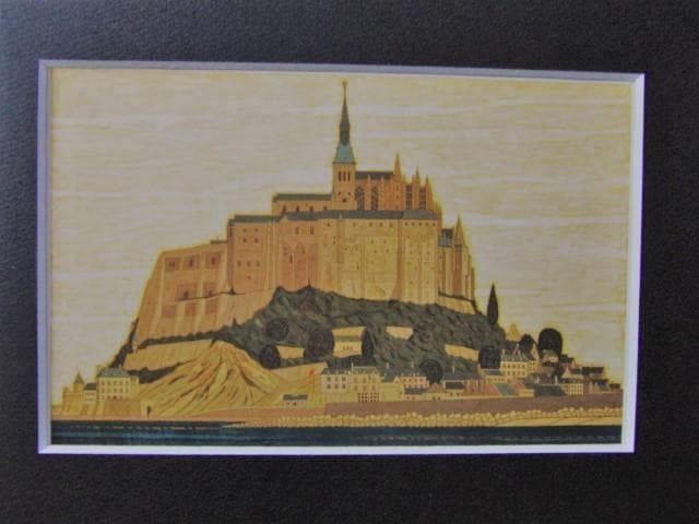 大熊峻、【モン・サン・ミッシェル】、希少な額装用画集より、新品額装付、状態良好