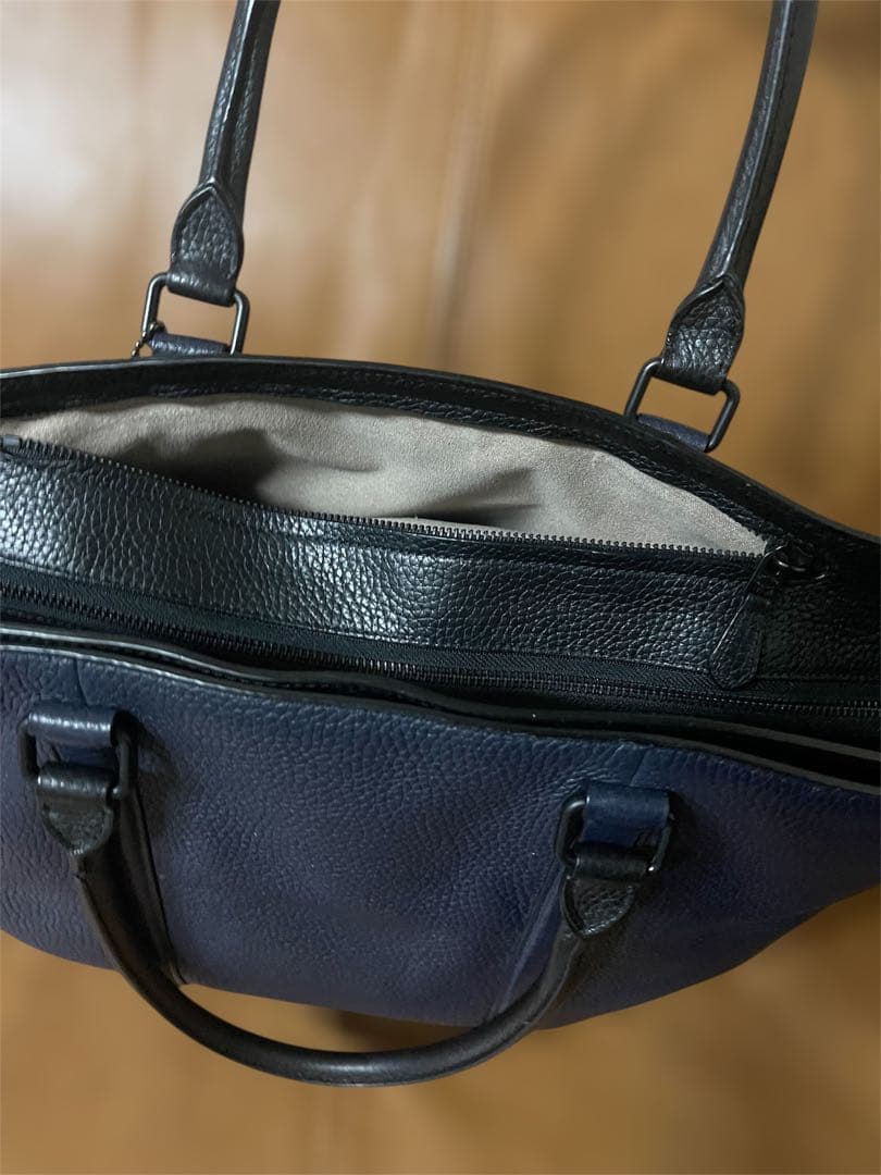 COACH ネイビー ・黒レザー トートバック　A4