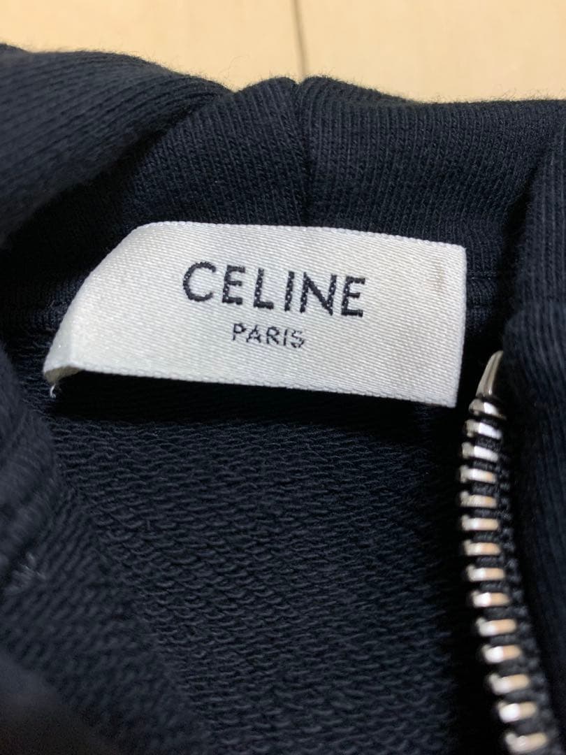 セリーヌ-CELINE ジップアップパーカー 黒 美品　 Mサイズ