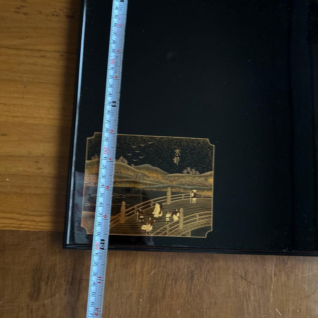 輪島塗り金箔風景画 東海道天心　金まきえ　漆器 約41cm x 31cm美品