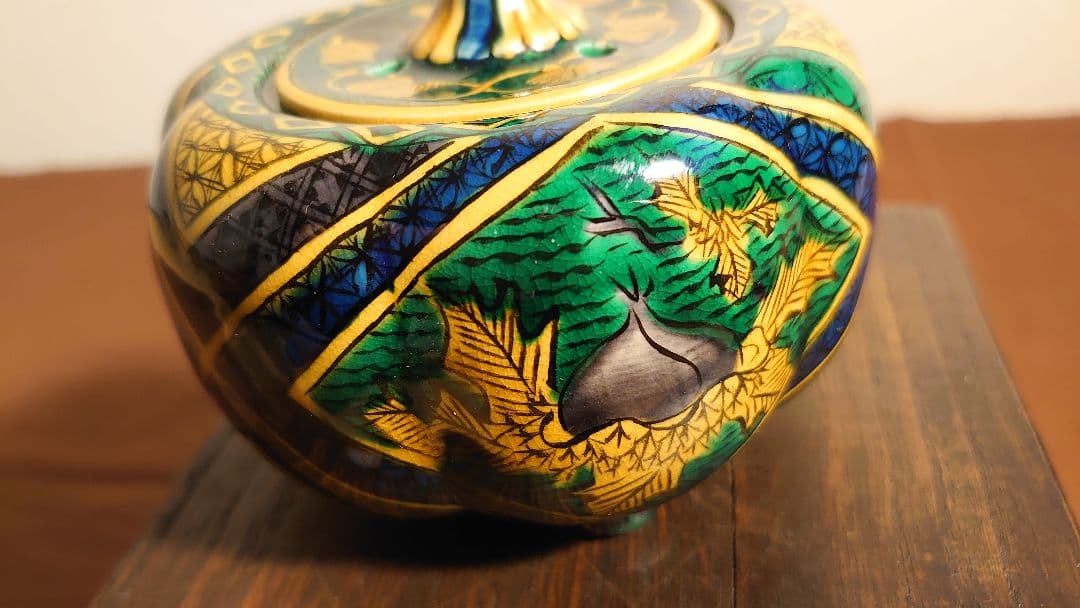 吉田屋窯青九谷青手古九谷九谷焼香炉角福アンティーク九谷焼1客