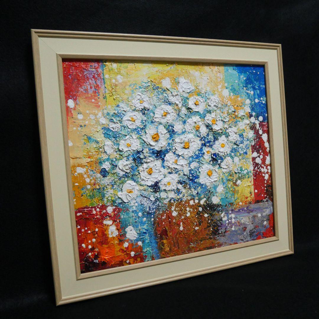 油絵 絵画【白い花】