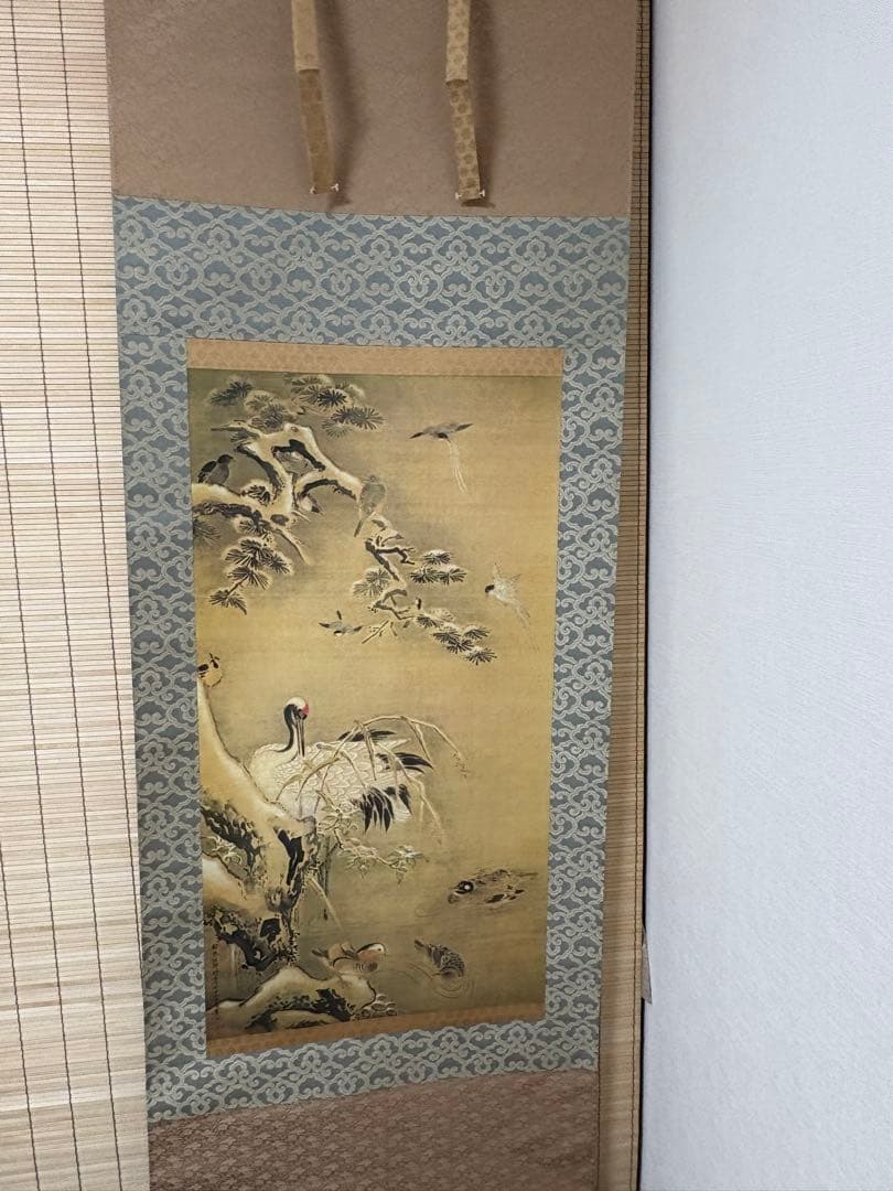 掛軸 狩野探幽筆 四季花鳥図 四幅対 木箱入り 永平寺蔵表記 掛け軸 掛軸