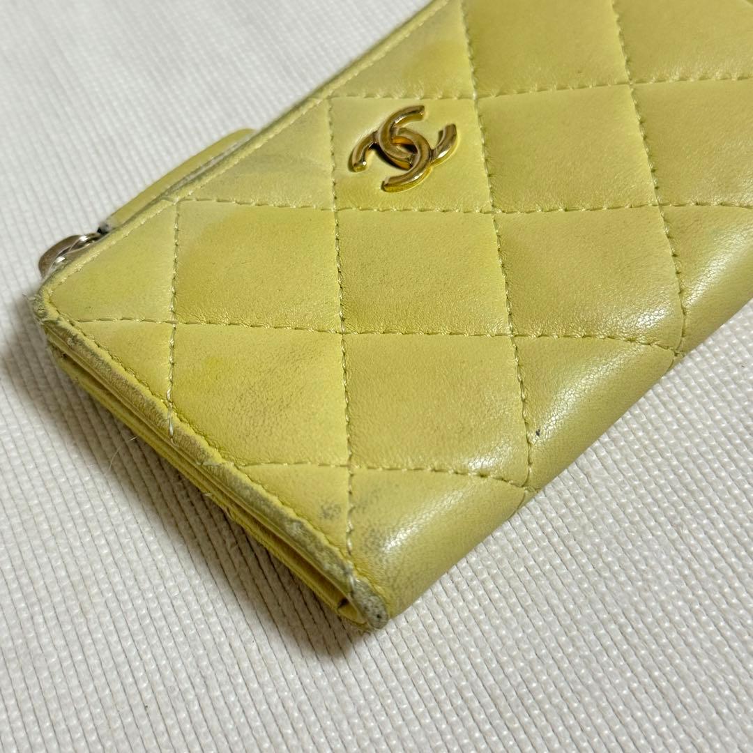 CHANEL シャネル ラムスキン 25番台 ケース キーリング イエロー