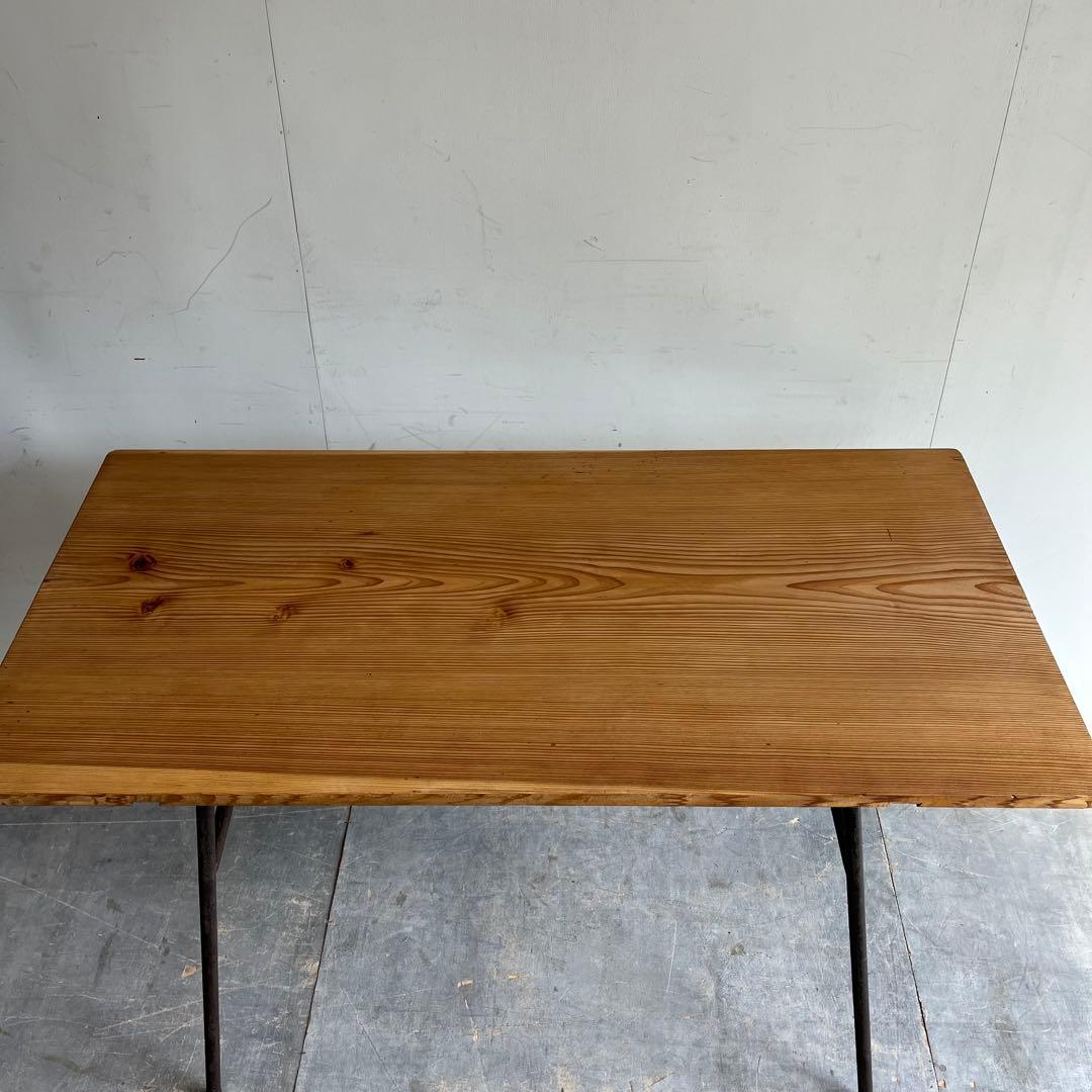 アンティーク アイアン テーブル 古材 一枚板 鉄脚 z542