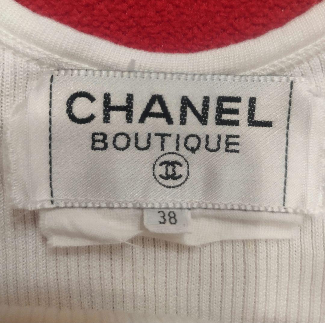 CHANEL　ロゴ生地縫い付けタンクトップ　38サイズ　超美品