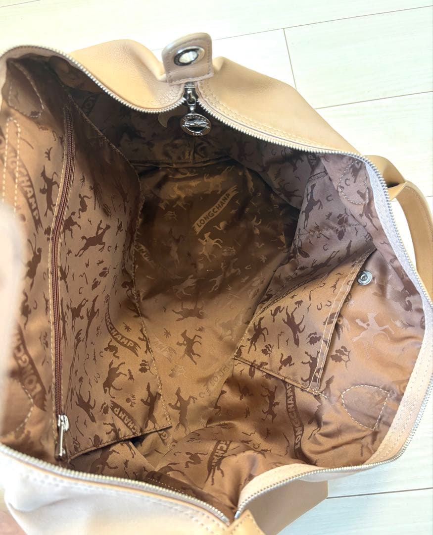 美品♡【ロンシャン】プリアージュキュイールL ベージュ