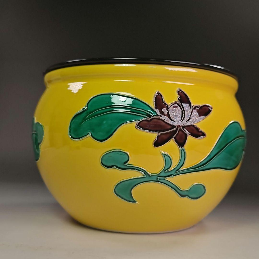 イ858 水指『橋本喜泉作』『即中斎好写 黄交趾牡丹 水指 共箱』茶道具