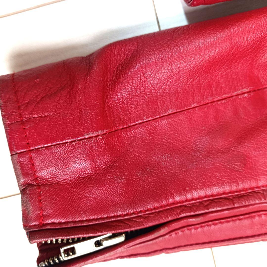 激シブ！】デグナー シングルライダース レッド ラムレザー M