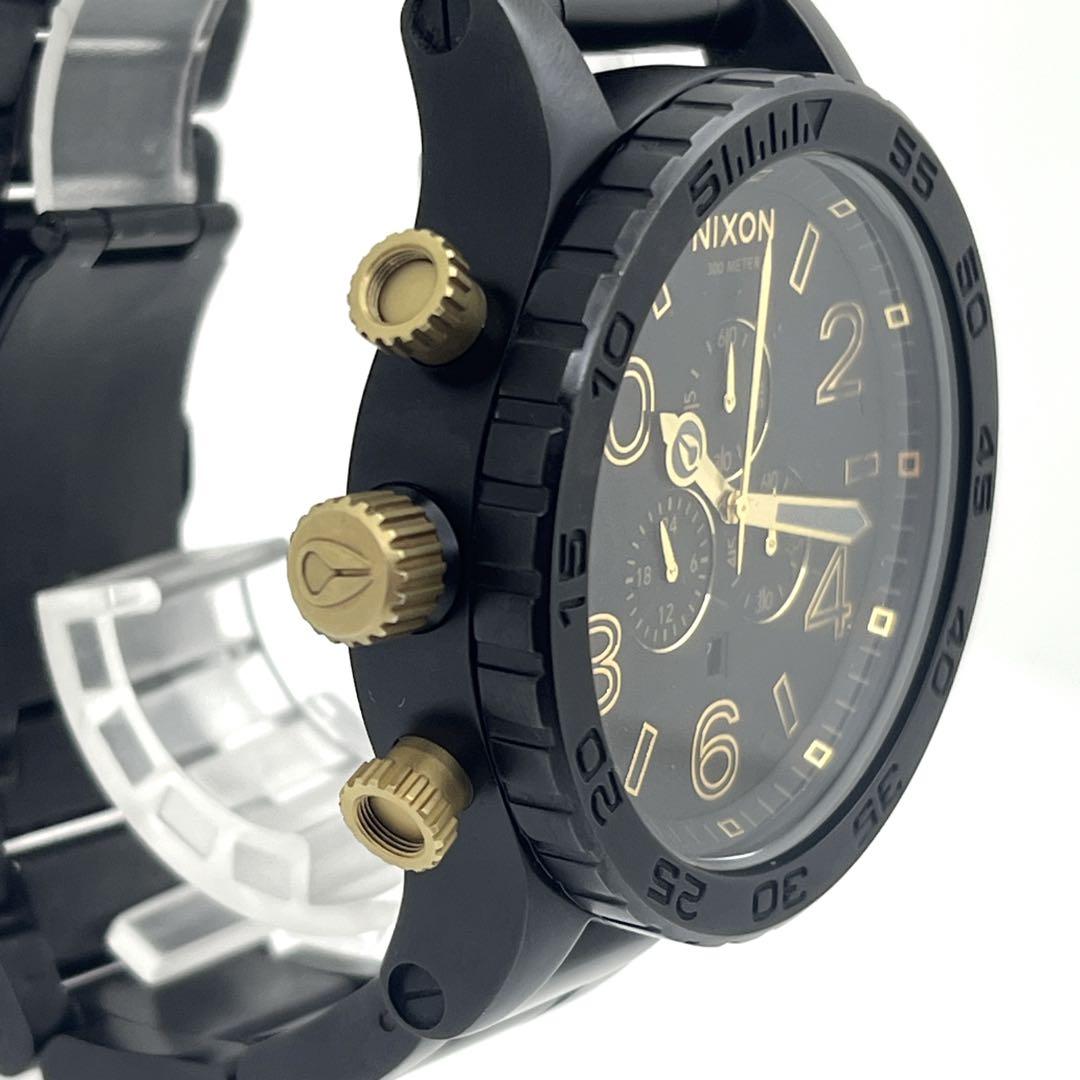 【左リューズ】NIXON ニクソン 51-30 クロノ デイト 黒 稼働品