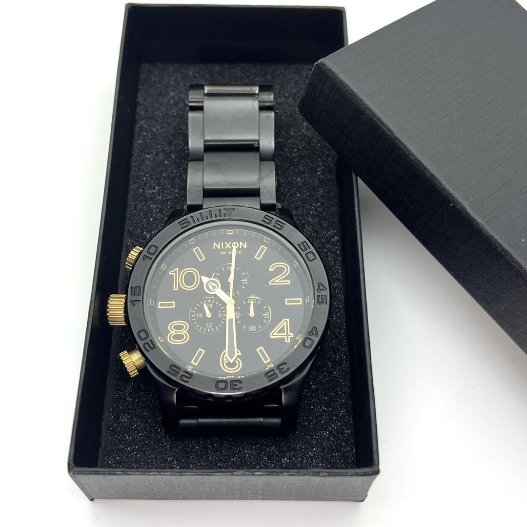 【左リューズ】NIXON ニクソン 51-30 クロノ デイト 黒 稼働品