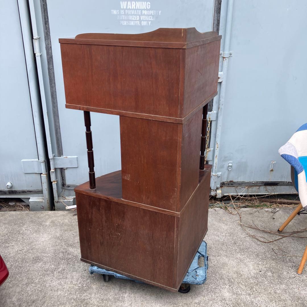 昭和レトロ ミッドセンチュリー 木製コーナーラック 飾り棚 半円型