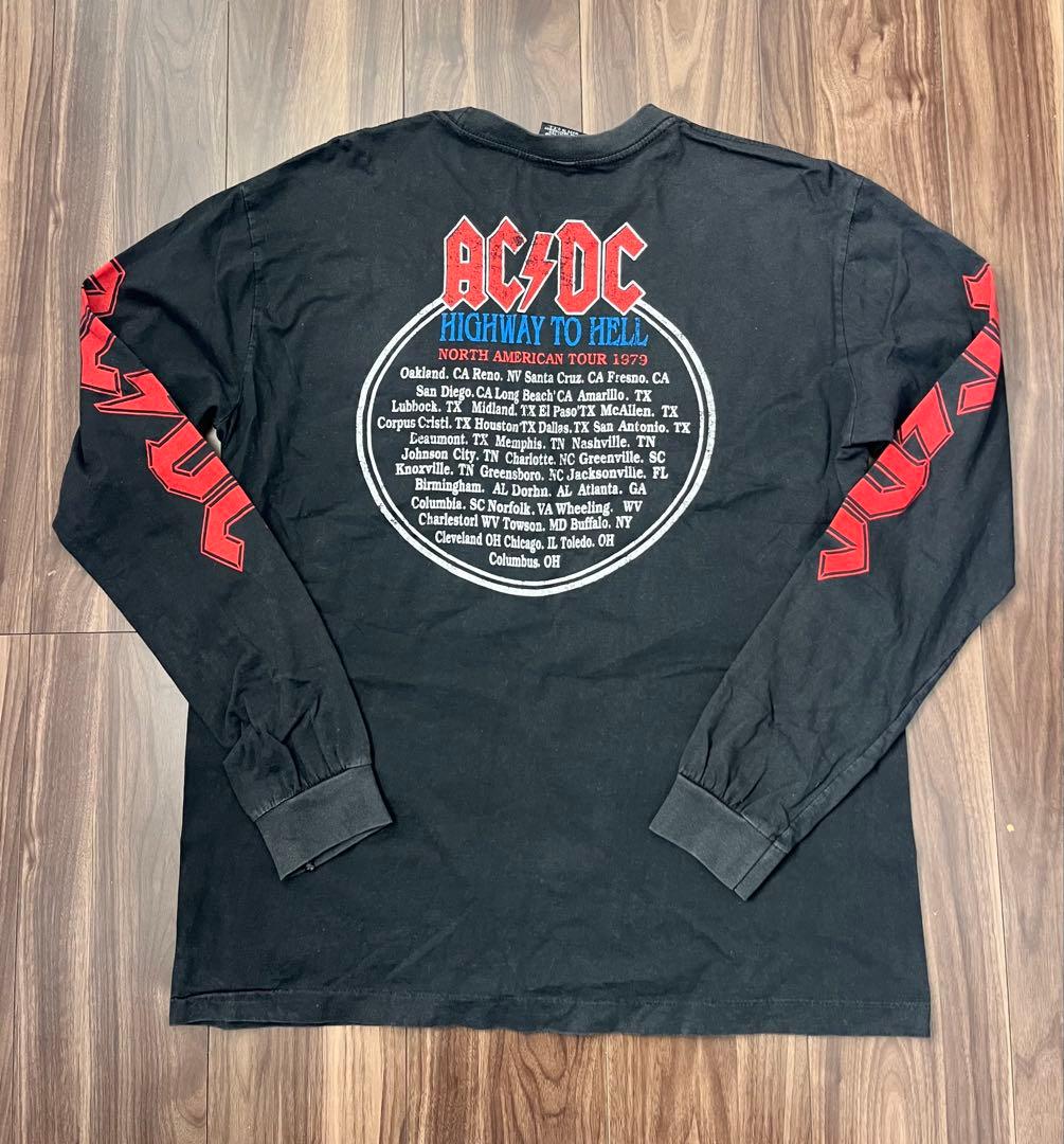 AC/DC ハイウェイ・トゥ・ヘル 1979ツアーロンT ブラックフェード XL