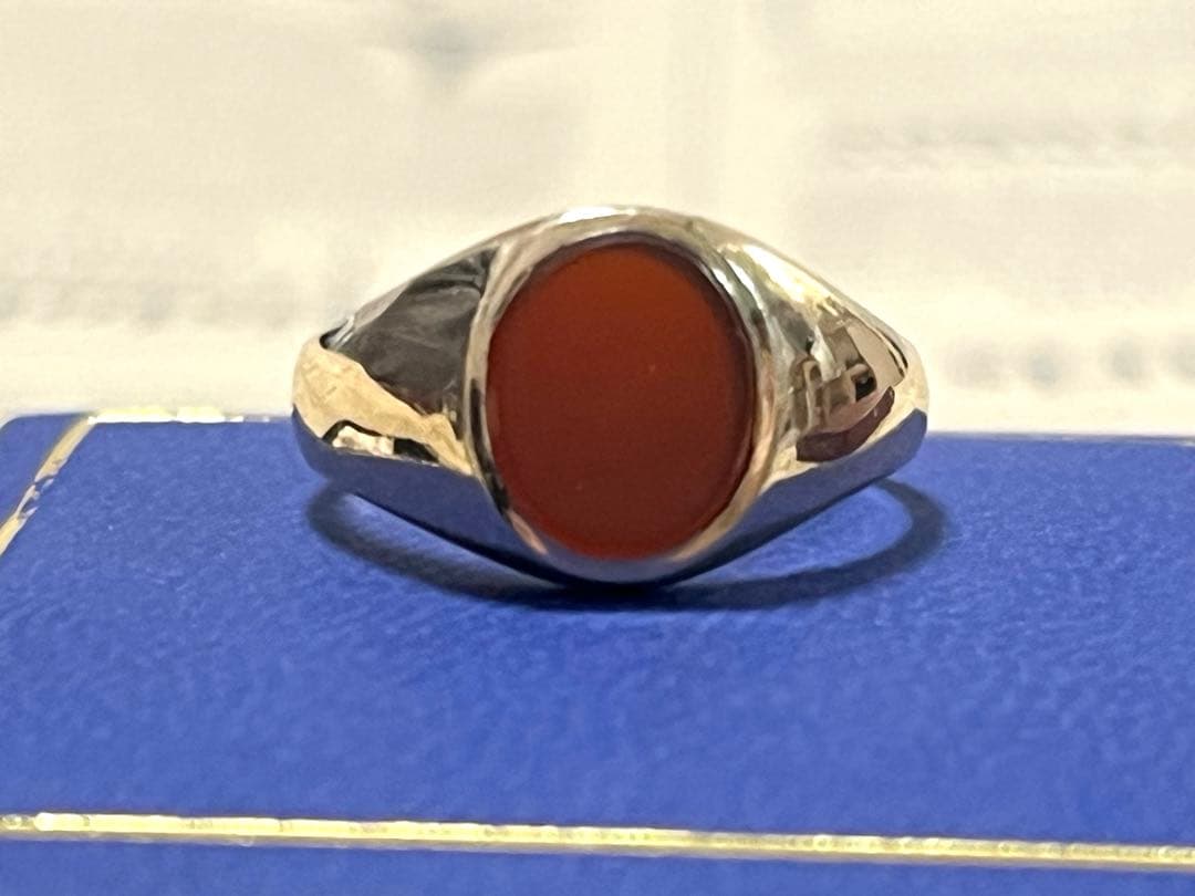 【最高級の輝き】9金 カーネリアン シグネットリング ロンドン1966年
